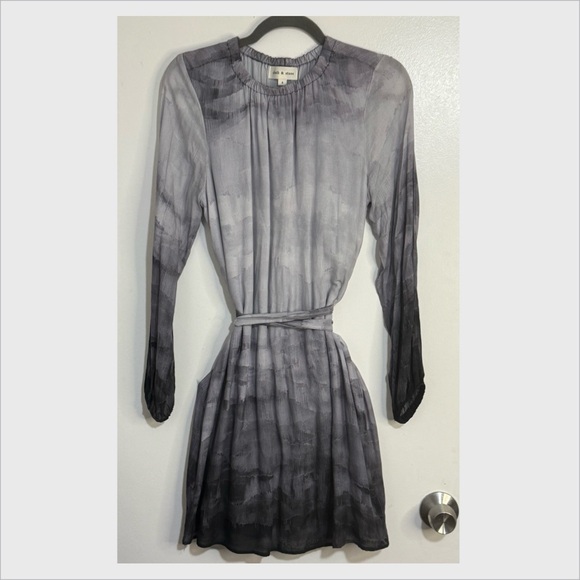 🩶 Anthropologie Cloth & Stone Ombré Mini Dress w Tie Waist Size Small - Picture 1 of 6